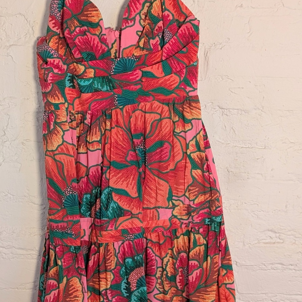 FARM Rio Pink and Orange Floral Dress